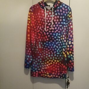 Polka Dot Long Sleeve Pullover Hoodie Dress Size M worn once!